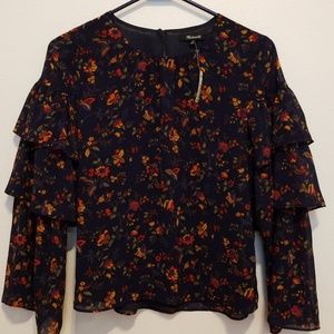 NEW Madewell Ruffle Sleeve Top.